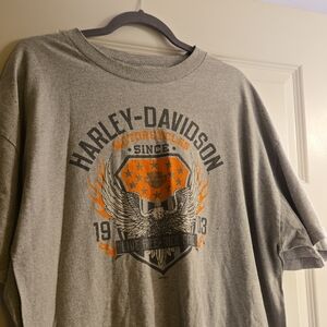 Harley-Davidson Gray and Orange Short Sleeve Tee OLD ROAD HARLEY (Closed Down)XL